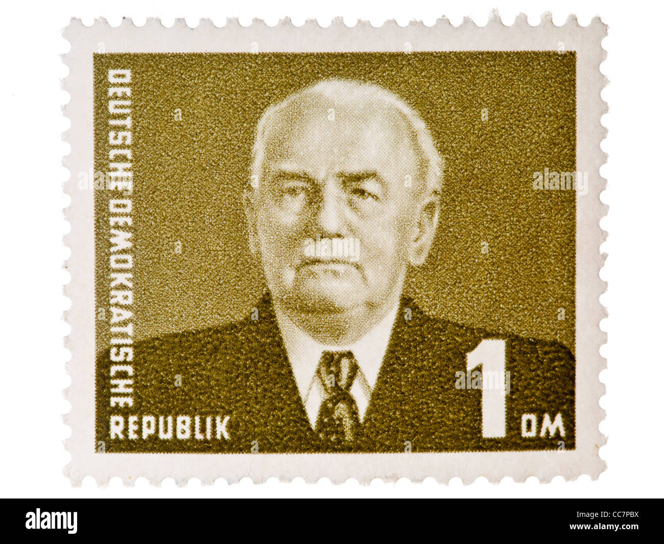 Briefmarke: DDR, 1953/55, Wilhelm Pieck, 1 Deutsche Mark mint Zustand Stockfoto
