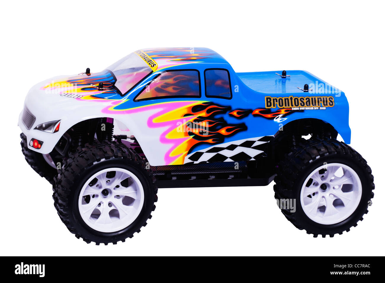 Eine funkgesteuerte Brontosaurus off Road Buggy Auto auf weißem Hintergrund Stockfoto