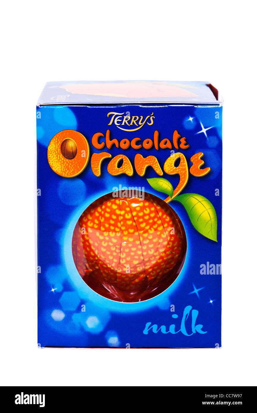 Ein Terry Milchschokolade orange auf weißem Hintergrund Stockfoto