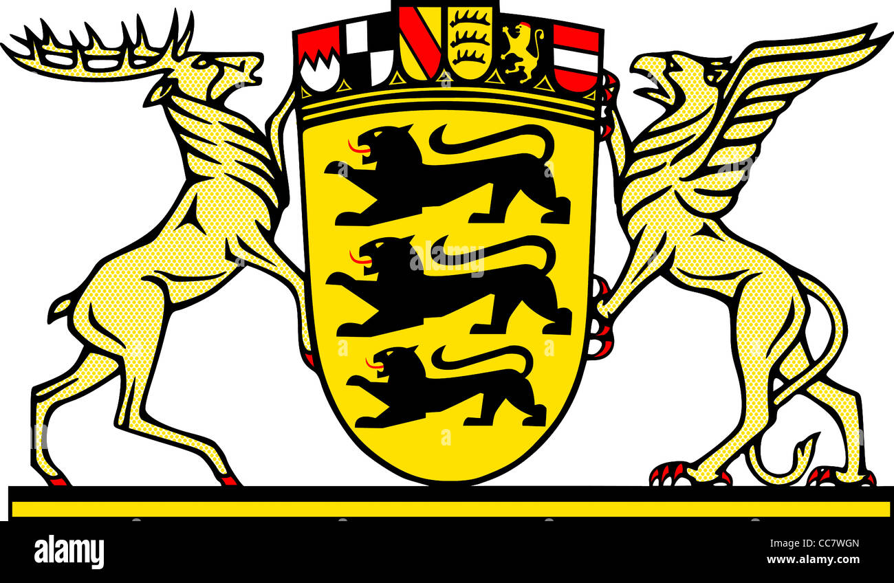 Großes Wappen des deutschen Bundeslandes Baden-Württemberg. Stockfoto