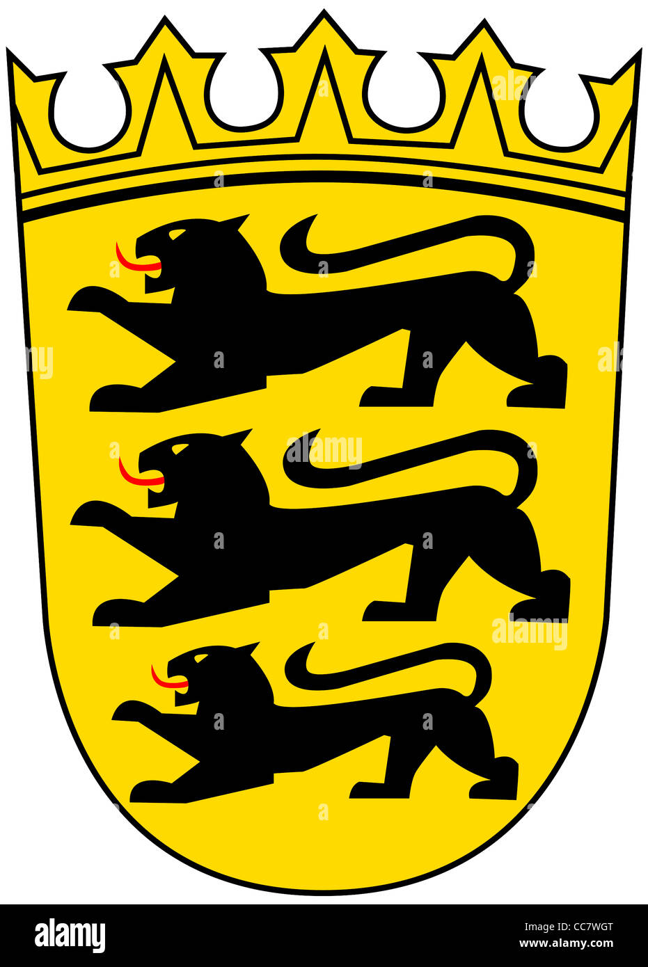 Wappen des deutschen Bundeslandes Baden-Württemberg. Stockfoto