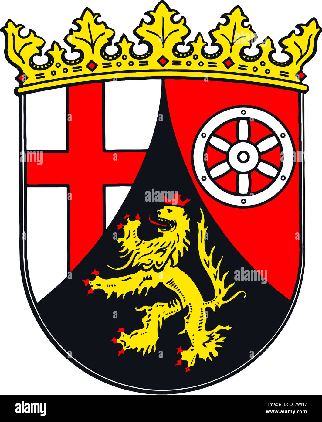 Wappen des deutschen Bundeslandes Rheinland-Pfalz. Stockfoto