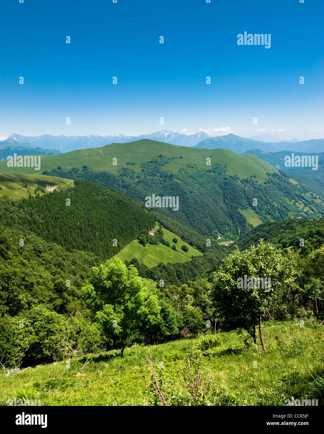 Panoramablick vom Monte Generoso, Tessin, Schweiz Stockfoto