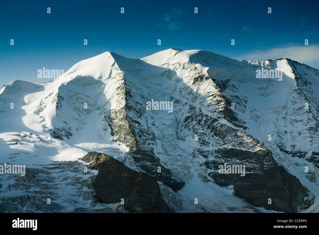 Piz Palü Berggipfel, Ansicht von der Diavolezza, Engadin, Schweiz. Stockfoto