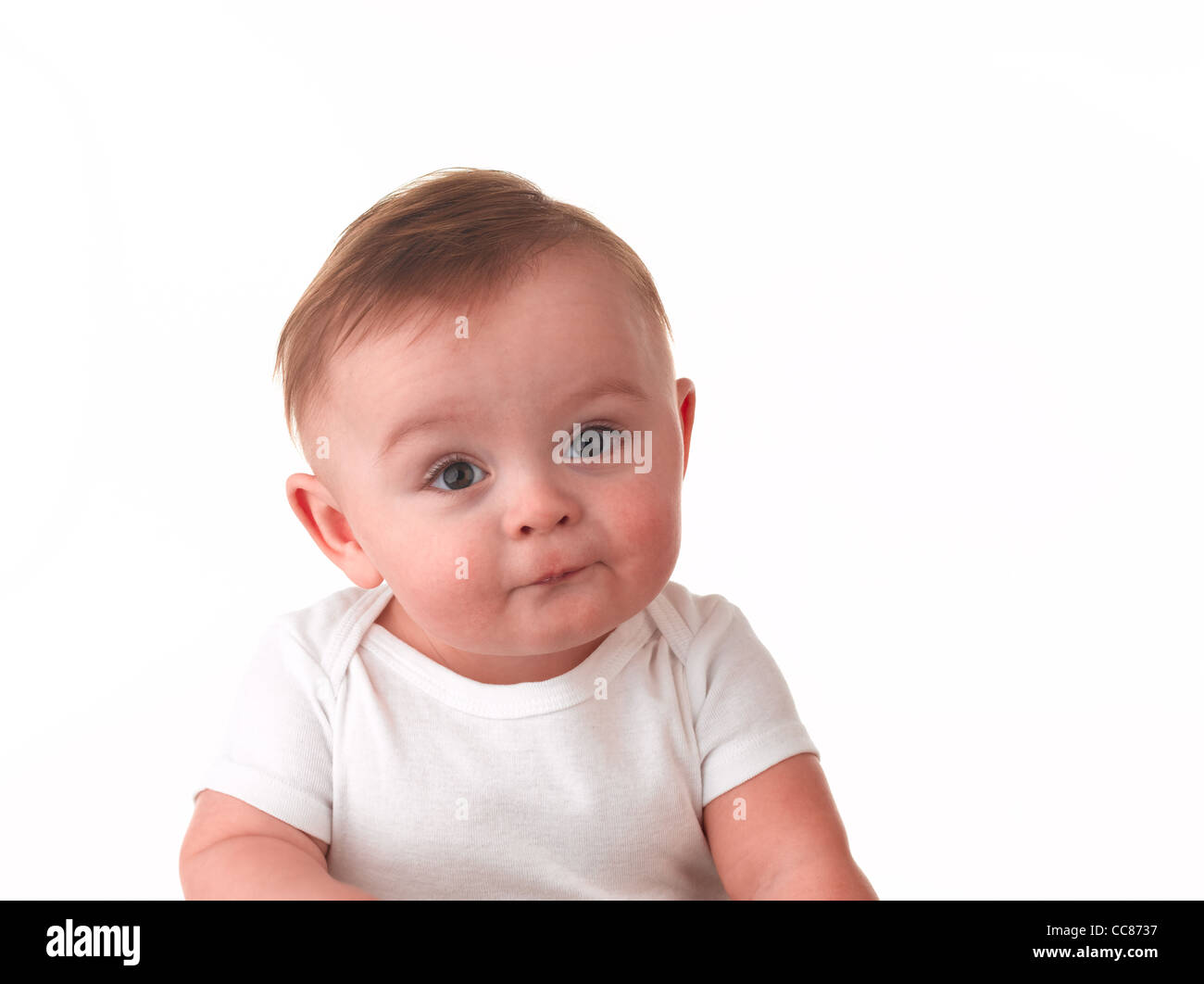 Glückliches Baby Boy auf weißem Hintergrund Stockfoto