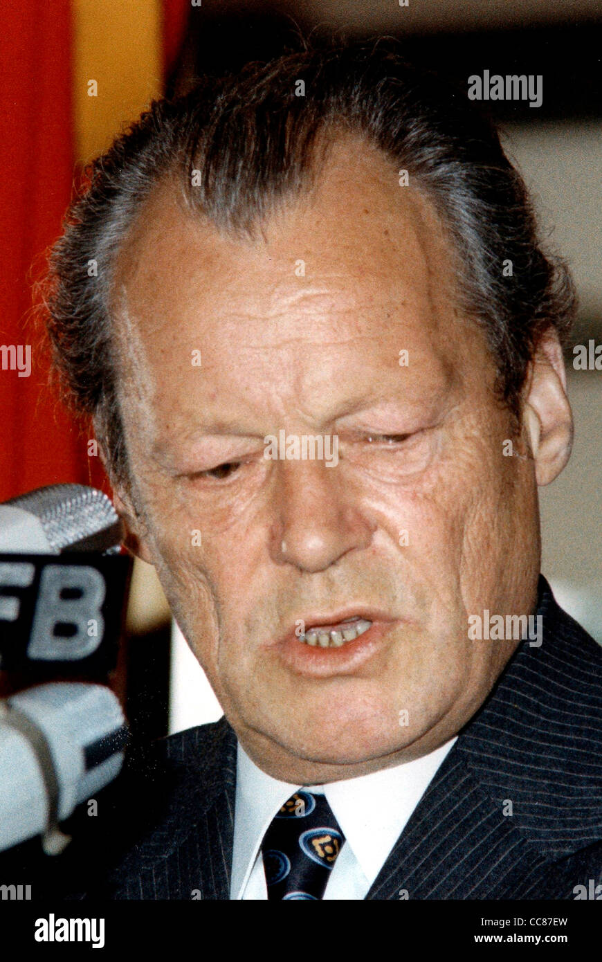 Adresse von Willy Brandt nach dem Rücktritt wegen der Guillaume-Affäre im Mai 1974 in Berlin. Stockfoto