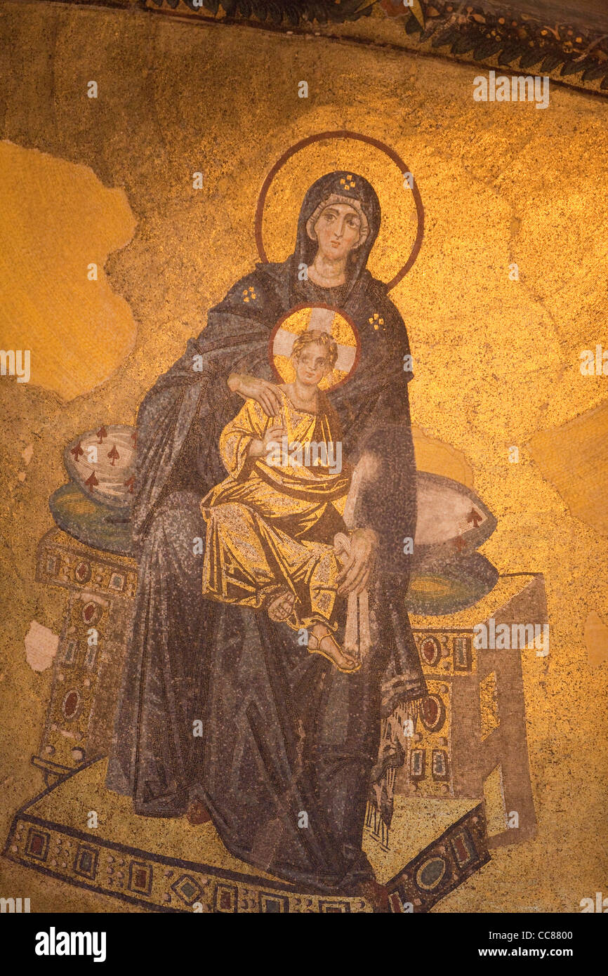 Maria mit Christus Kind Mosaik - Aya Sofya, Istanbul. Stockfoto