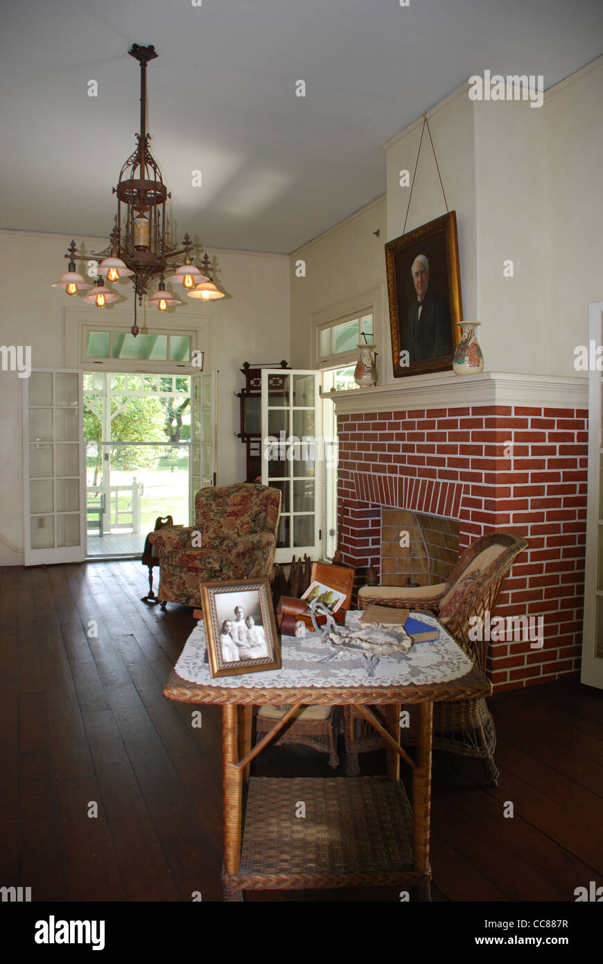 Edison und Ford Winter Estates, ft. Myers, FL - der Edison Zimmer sitzen. Stockfoto