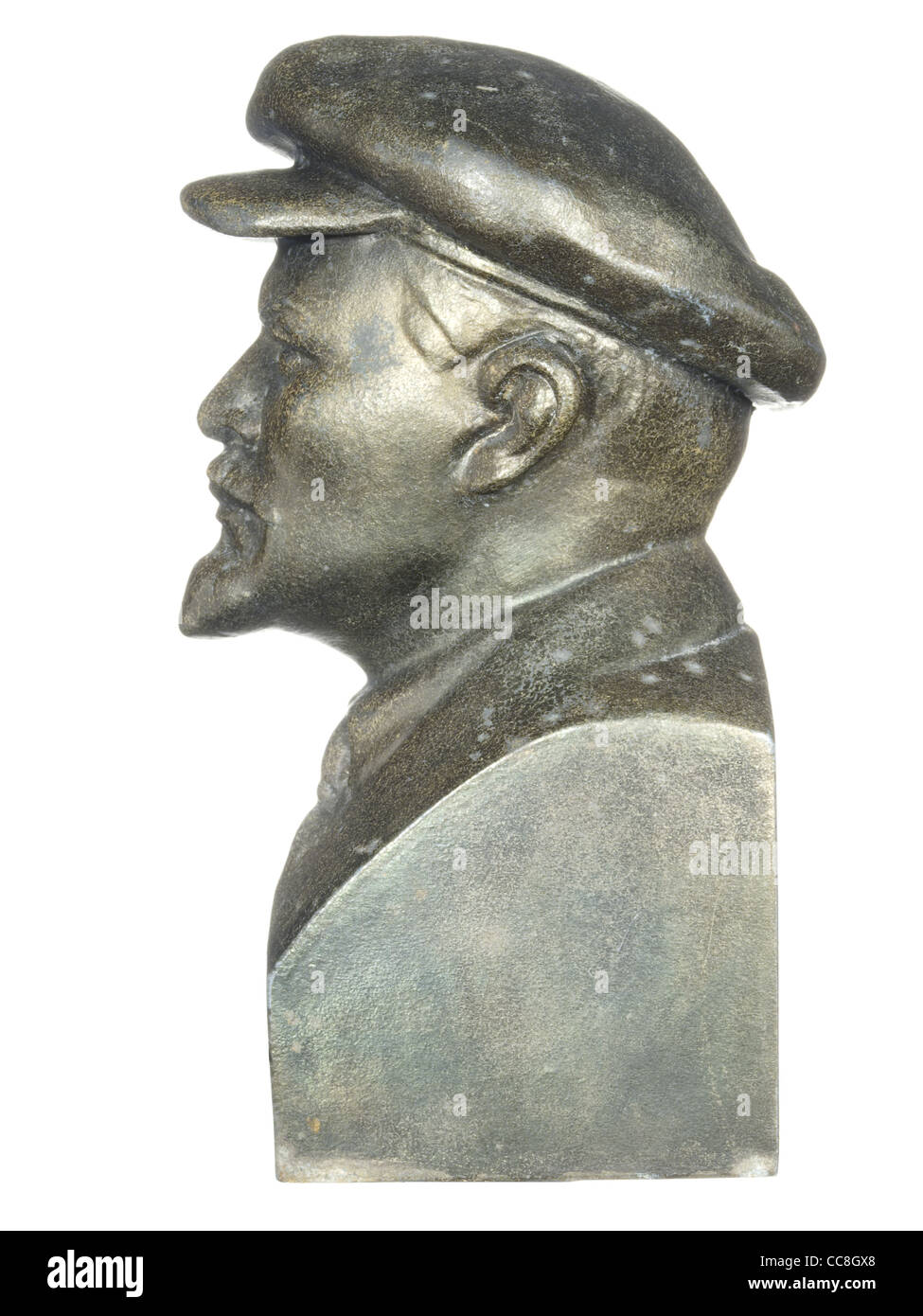 Alte Bronze-Büste von Lenin isoliert auf weißem Hintergrund ...