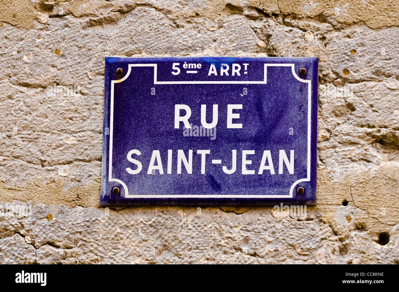 Straßenschild in der Altstadt Vieux Lyon, Frankreich (UNESCO-Weltkulturerbe) Stockfoto