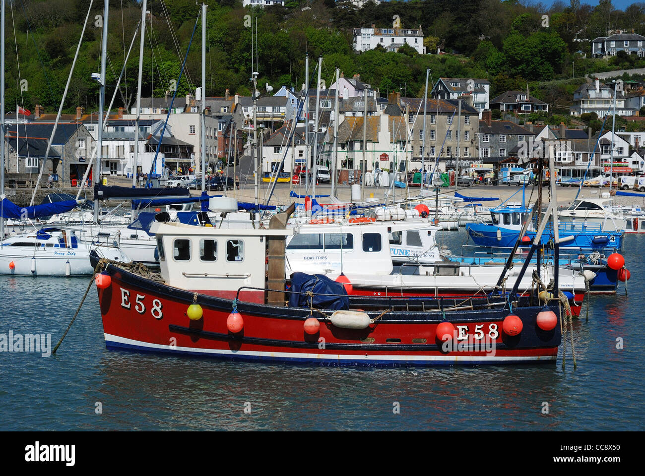 Angeln Boot Lyme Regis Dorset England uk Stockfoto