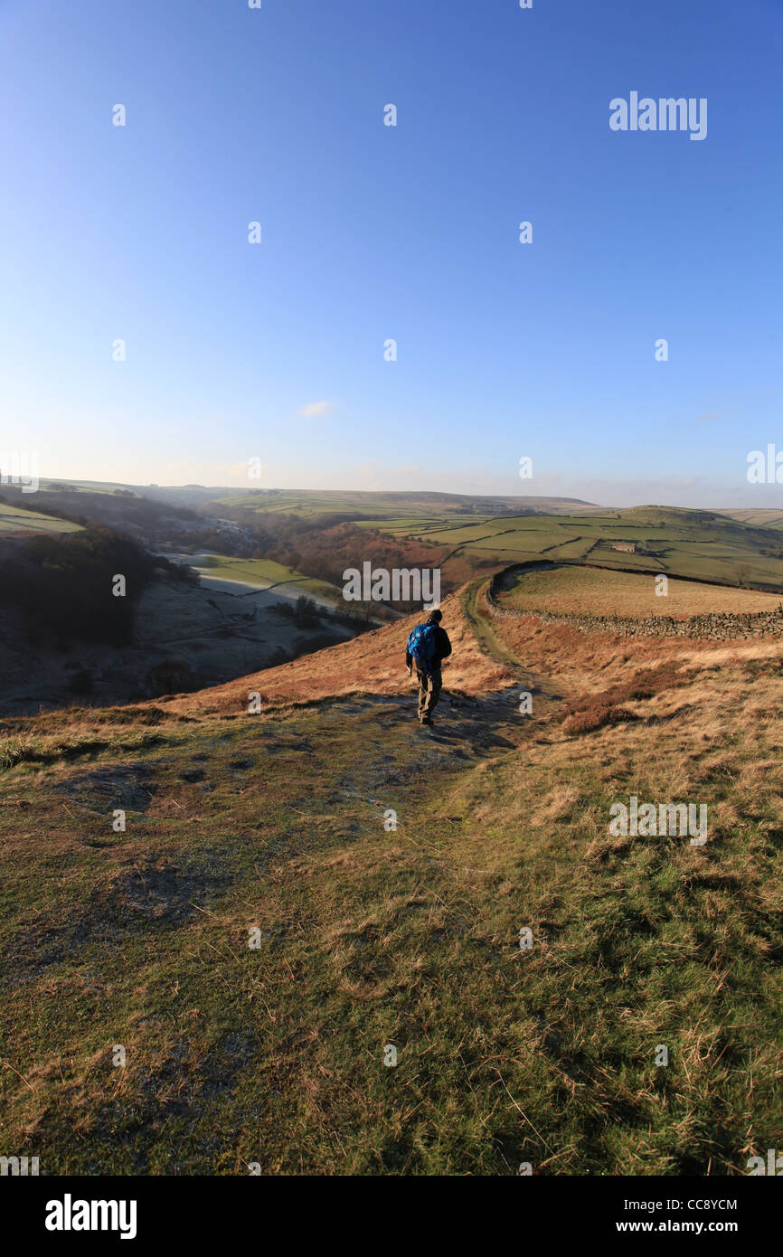 Wandern die Derbyshire Mauren des Peak District Stockfoto