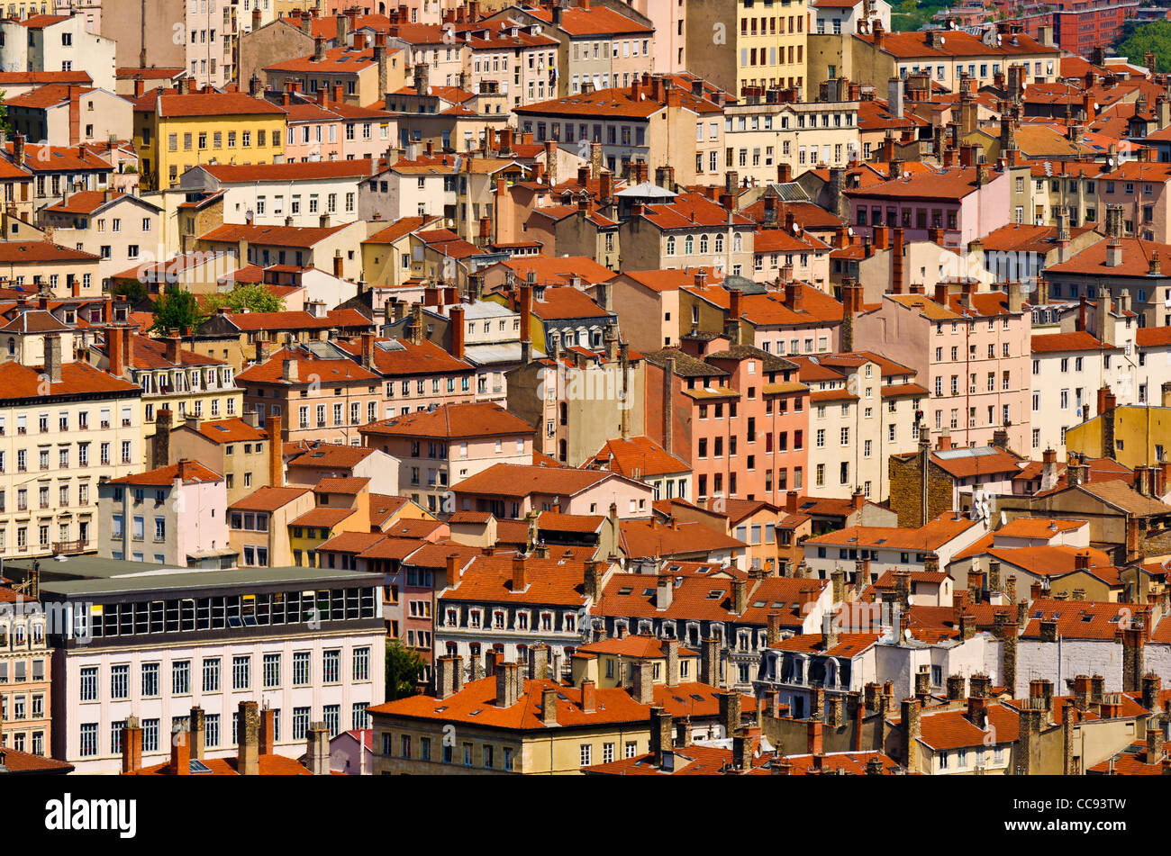 Altstadt Vieux Lyon aus Hügel Fourvière, Frankreich (UNESCO-Weltkulturerbe) Stockfoto