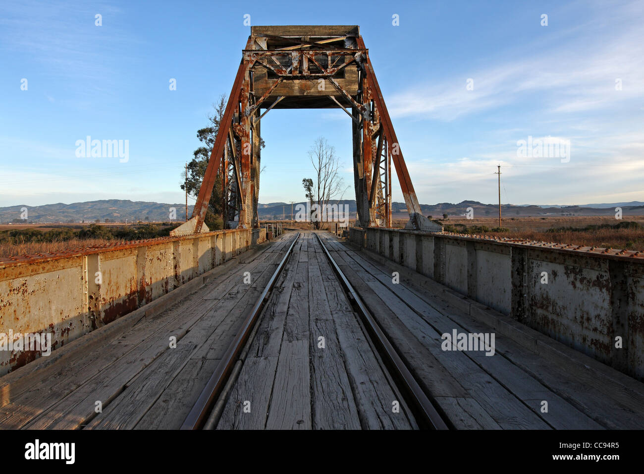 Wingo Zugbrücke überquert Sonoma Creek in der Nähe von der Geisterstadt Wingo in Nord-Kalifornien, nördlich von San Francisco. Stockfoto