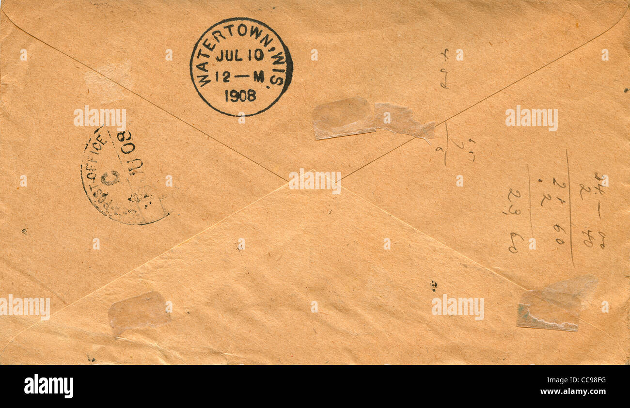 die Rückseite des Vintage Umschlag Stockfoto