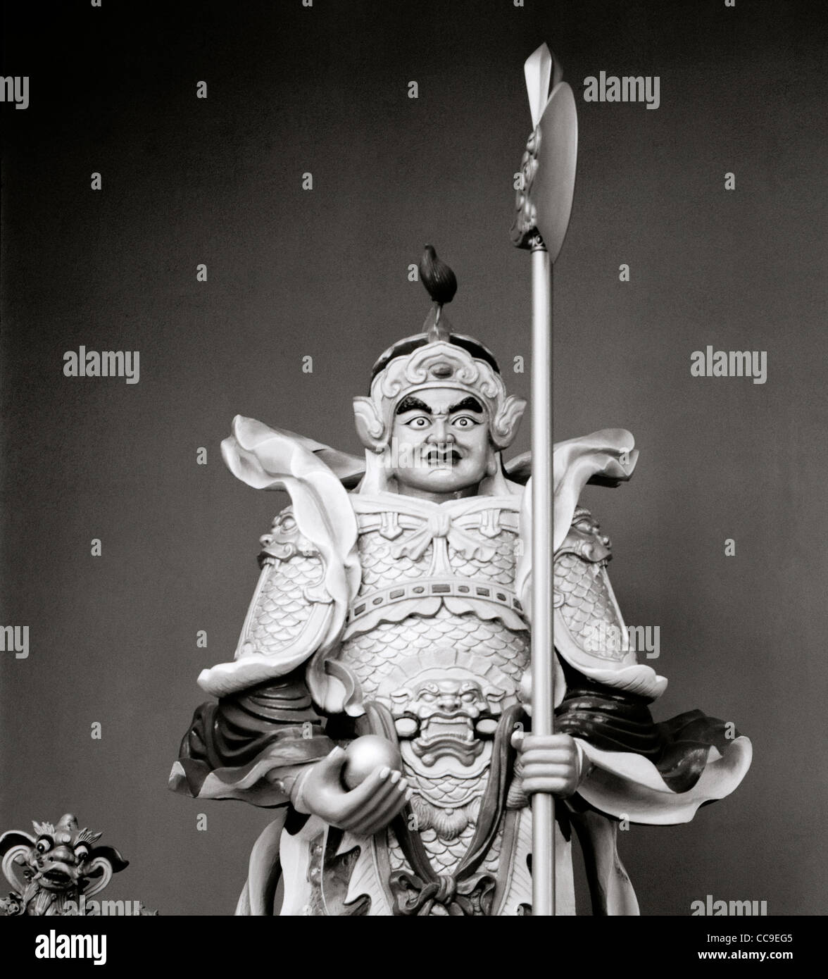 Krieger Gottes außerhalb der taoistischen Guan Di Tempel in Chinatown in Kuala Lumpur in Malaysia in Südostasien. Gottheit Tao Taoismus Reisen Stockfoto