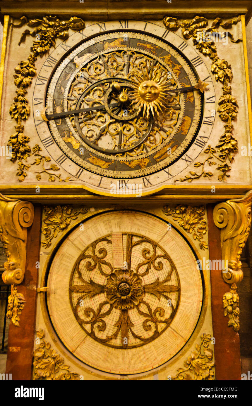Die astronomische Uhr in der Kathedrale von Saint-Jean, Altstadt Vieux Lyon, Frankreich (UNESCO-Weltkulturerbe) Stockfoto