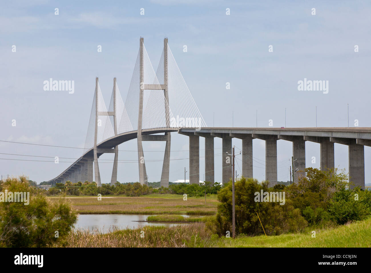 Sidney Lanier Brücke am Ocean Highway über den St. Simons Sound verbindet Jekyll Island mit Brunswick Georgia. Stockfoto