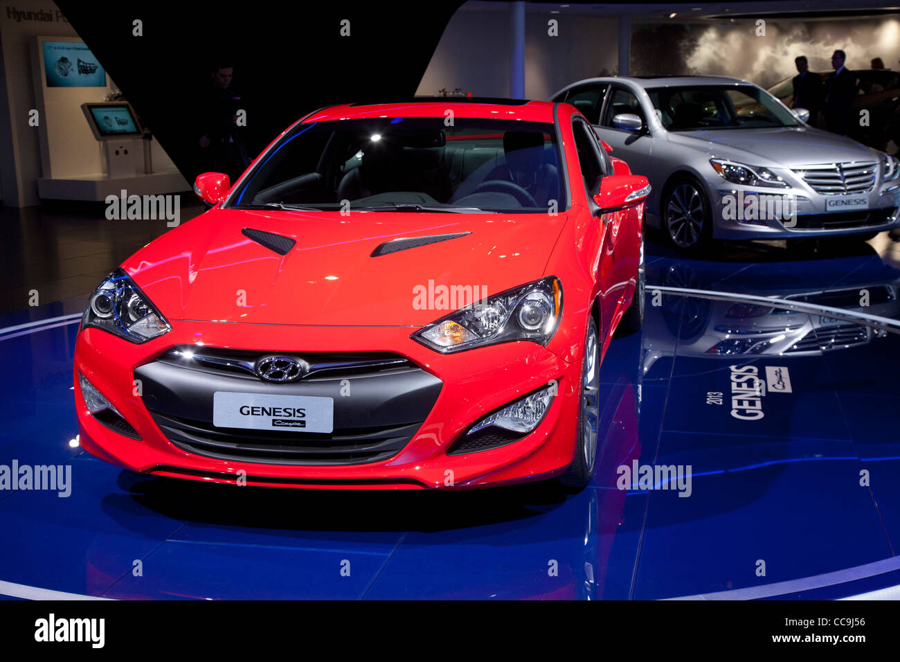 Detroit, Michigan - der Hyundai Genesis auf dem Display auf der North American International Auto Show. Stockfoto