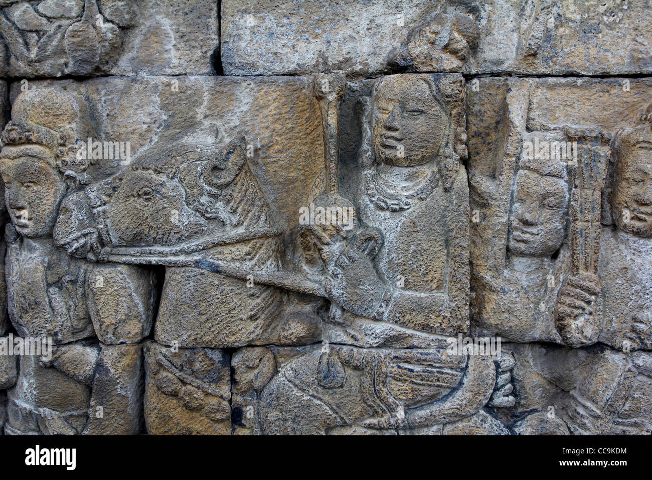 Statue, Nahaufnahme von Borobudur buddhistischen Tempel Yogyakarta Indonesien Stockfoto