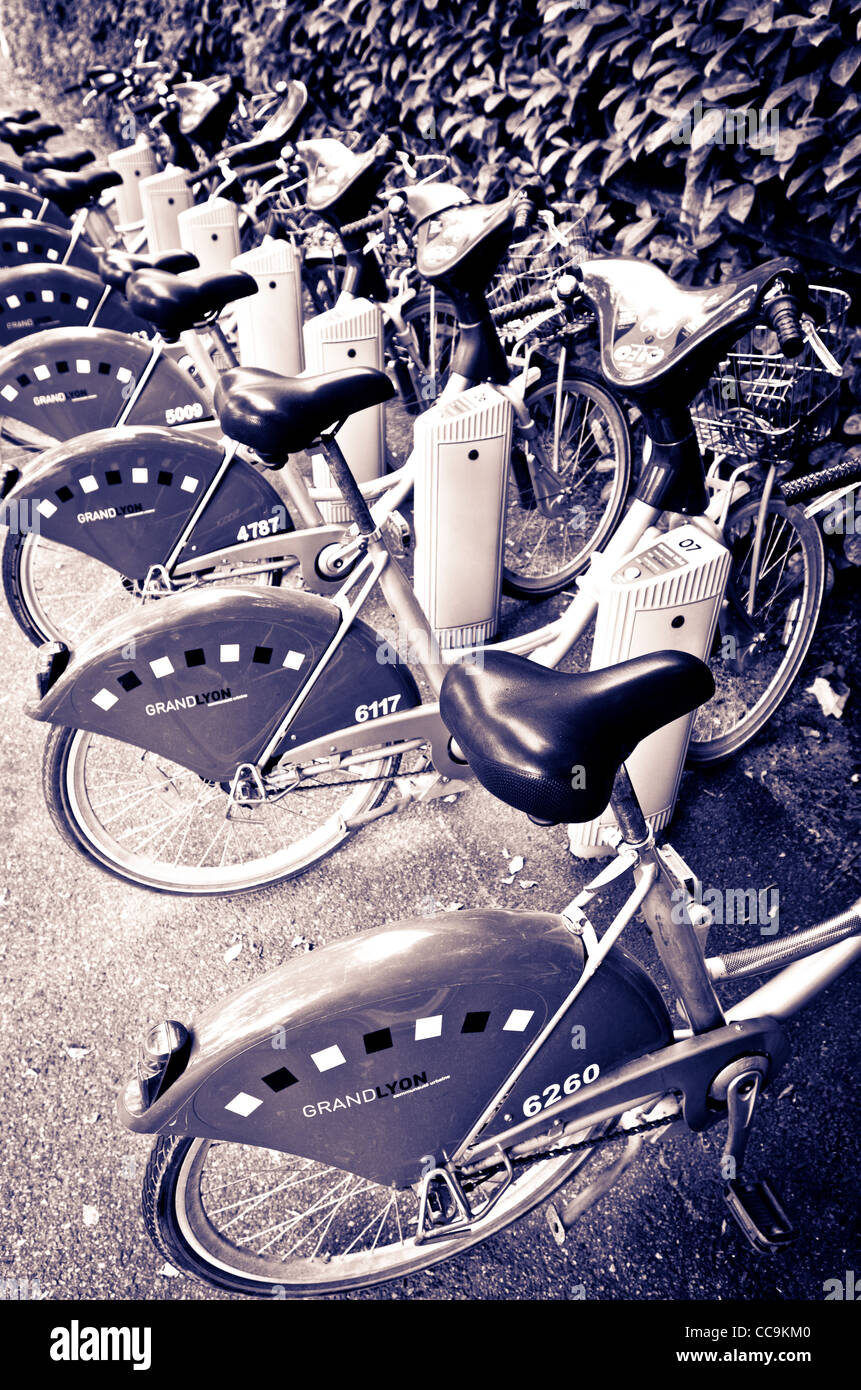 Fahrräder zu vermieten, Lyon, Frankreich (UNESCO-Weltkulturerbe) Stockfoto