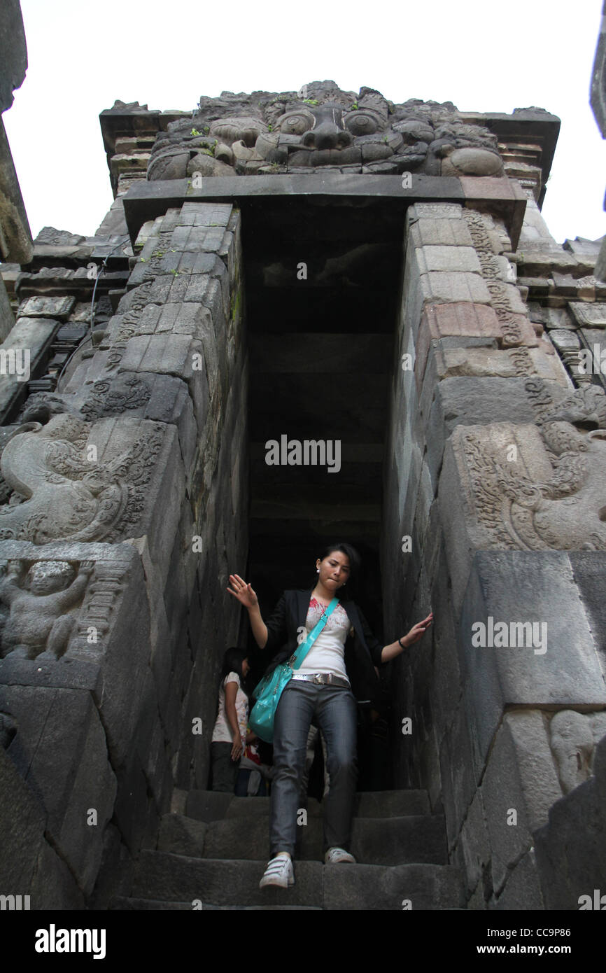 touristischen Prambanan Indonesien Hindu Tempel Yogyakarta Stockfoto