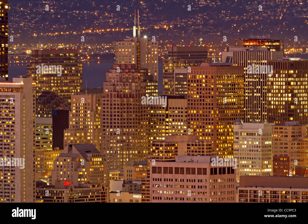 Blick von Twin Peaks von San Francisco, Kalifornien, USA Stockfoto