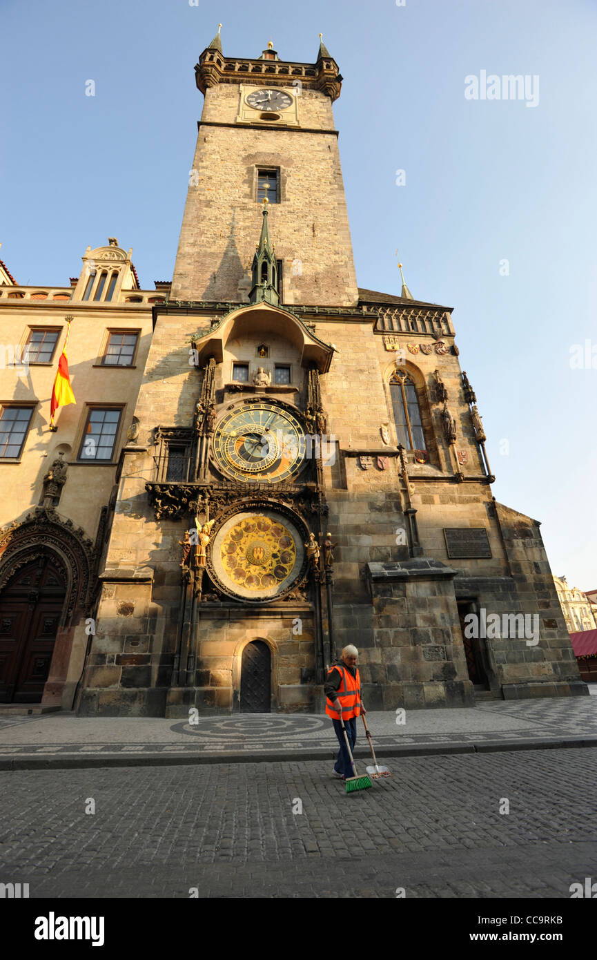 Berühmte astronomische Uhr in der Altstädter Ring, Prag Tschechische Republik Stockfoto