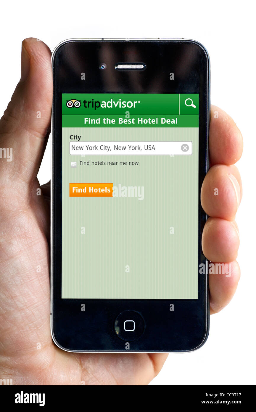 TripAdvisor app auf ein Apple iPhone 4 smartphone Stockfoto