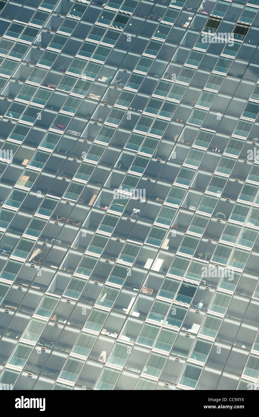 Eine Nahaufnahme von der Wohnungen oberhalb des Hilton-Hotels im Beetham Tower, Manchester, UK. Stockfoto