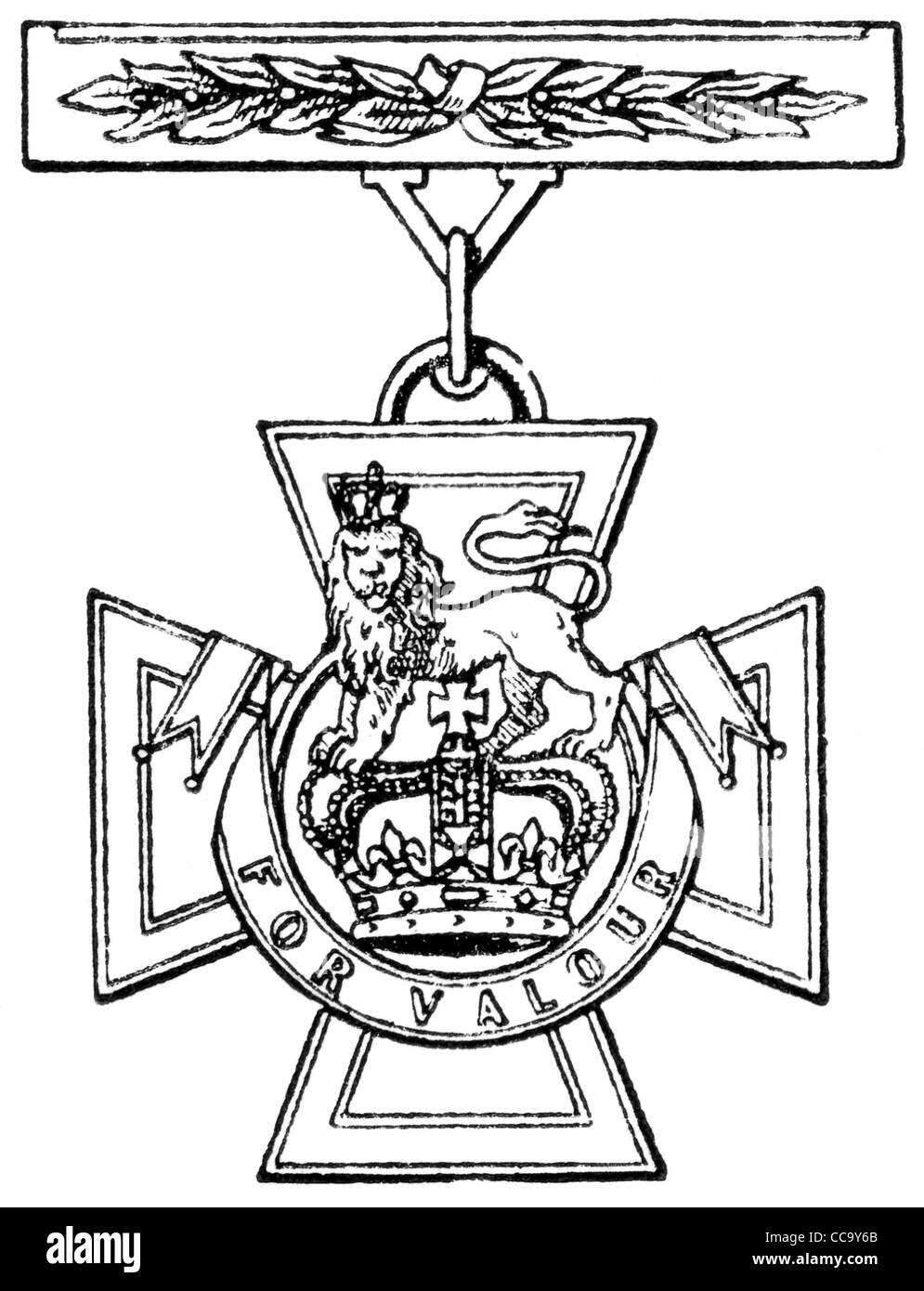 Victoria-Kreuz (Großbritannien, 1856). Veröffentlichung des Buches "Meyers Konversations-Lexikon", Band 7, Leipzig, Deutschland, 1910 Stockfoto