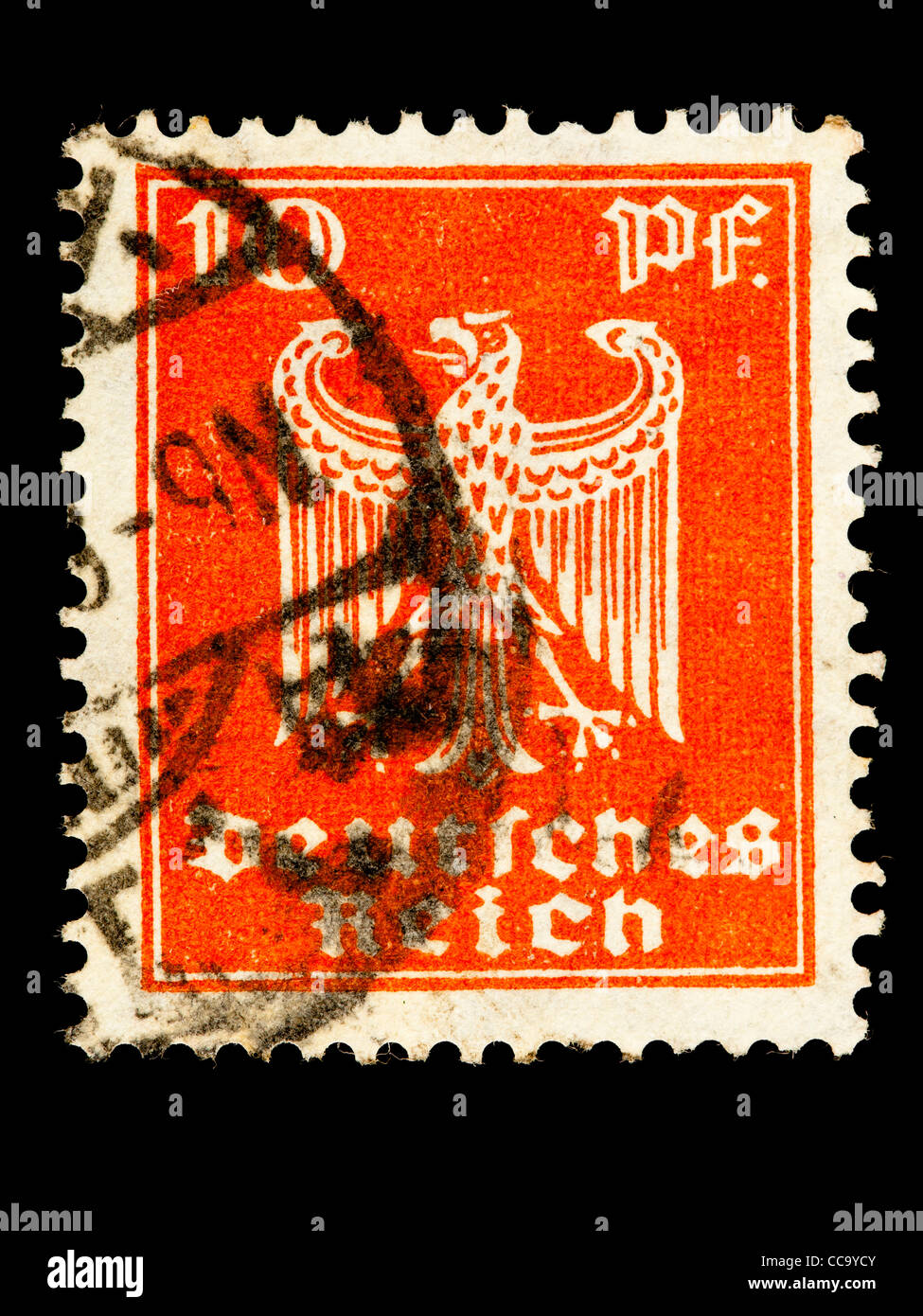 Briefmarke: Deutsches Reich, Kaiseradler, 1924, 10 Pfennig, gestempelt  Stockfotografie - Alamy