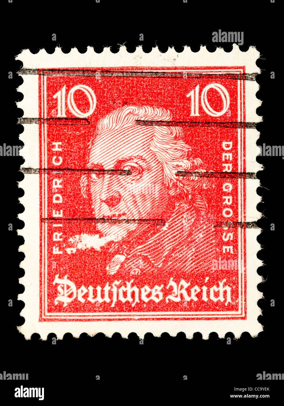 Briefmarke: Deutsches Reich, Friedrich der Große, 1926, 10 Pfennig, gestempelt Stockfoto