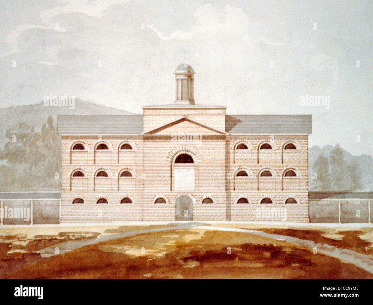 Waffenkammer, US-Arsenal, Pittsburgh, Pennsylvania. Vorderansicht, ca. 1814 Stockfoto