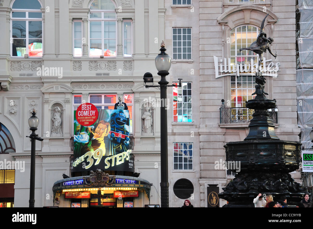 Statue von Anteros und Criterion Theatre, Piccadilly Circus, West End, City of Westminster, London, England, Vereinigtes Königreich Stockfoto