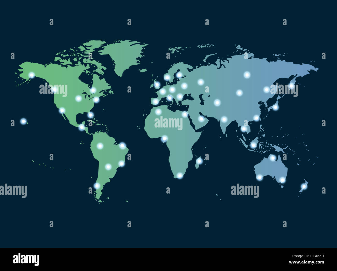 Globale Vernetzung Symbol der internationalen Komunikation mit eine Welt-Karte-Konzept mit Verbindungstür Technologie Gemeinschaften Stockfoto