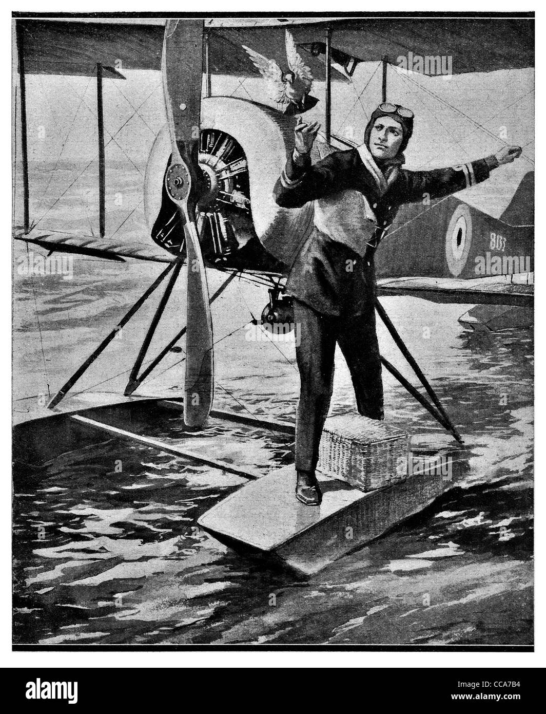 1918 britischen royal Air Force Wasserflugzeug Brieftauben Nachricht geheime Kommunikation Aufklärung Boot Flugzeug pilot RAF Stockfoto