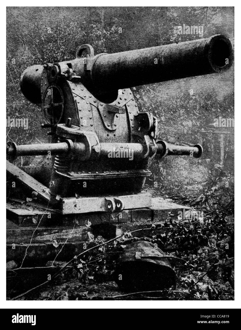 1916 155 mm 6-Zoll-Geschütze Französisch Waffe 35 Jahre alte Kanone Kanonier Belagerung Stockfoto