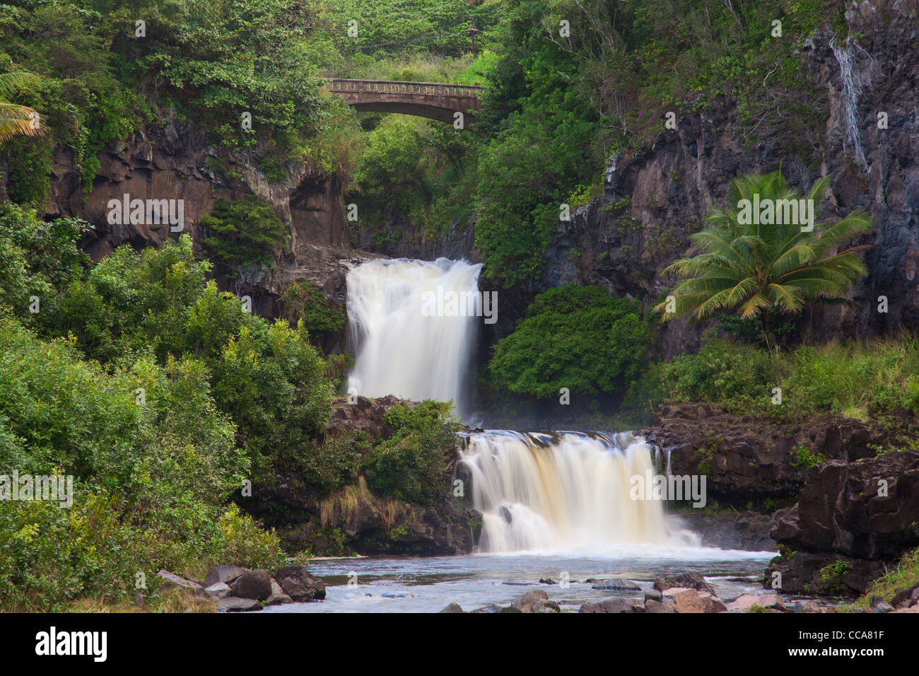 Ohe Gulch - aka sieben Sacred Pools, Haleakala National Park, in der Nähe von Hana, Maui, Hawaii. Stockfoto
