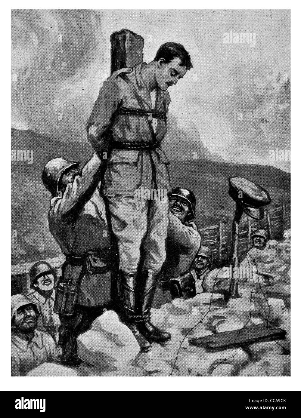 1916 britischer Offizier Verwundeten beigefügten Beteiligung von deutschen Watch verbündet Bombardierung grausam Horror Folter Hölle gefoltert Stockfoto