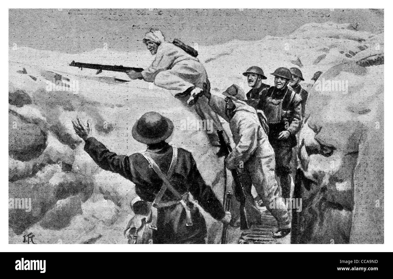 1915 schützenden Färbung Pyrotechnik britischer Soldat weißen Overall Schnee Winter Kleidung einheitliche Tarnung getarnt Stockfoto