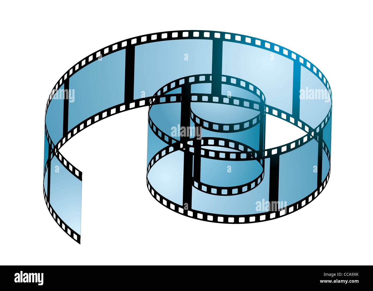 Alten Filmstreifen in einer Spirale locken mit blauem Licht Stockfoto