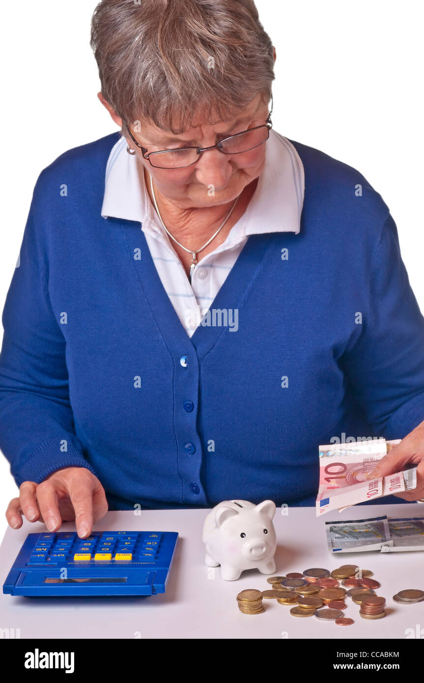 Rentner zählen Bargeld Ruhestand Stockfoto