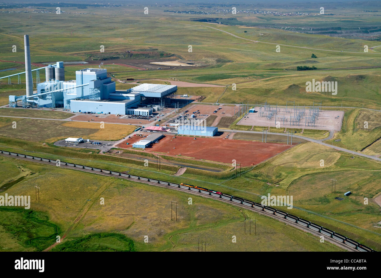 Basin Electric Dry Fork Kohlekraftwerk Strom Kraftwerk in der Nähe von Gillette, Wyoming, USA. Stockfoto