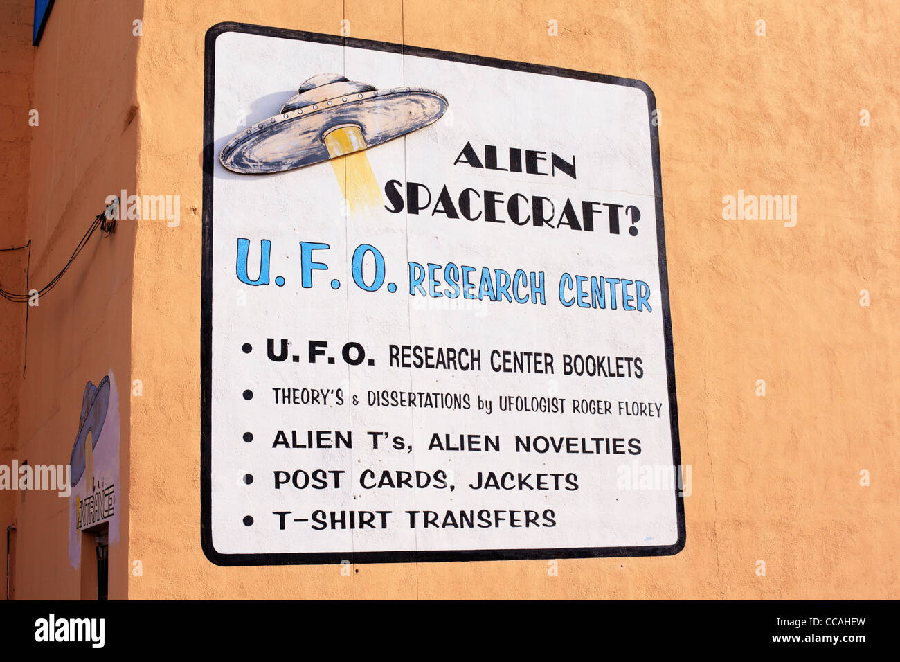 U.F.O Forschungszentrum Zeichen in Roswell, New Mexico. Stockfoto