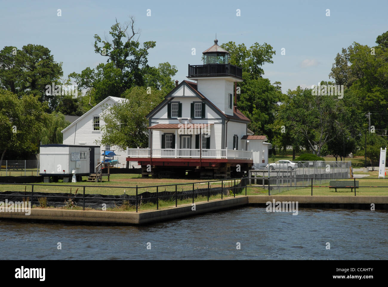 Die Roanoke River Lighthouse wird in Edenton, NC restauriert. Stockfoto