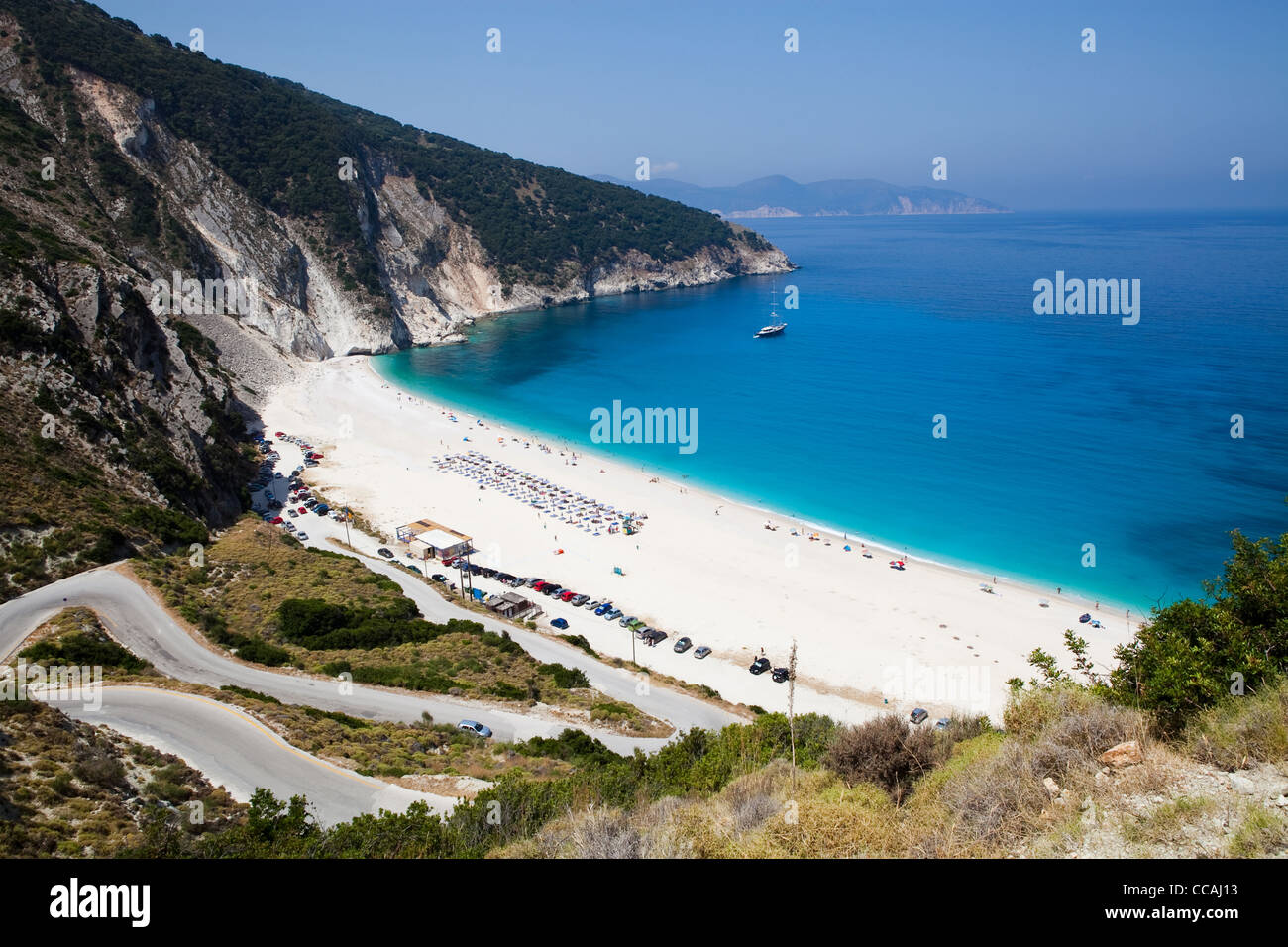 Myrtos Beach auf der griechischen Insel Kefalonia Stockfoto