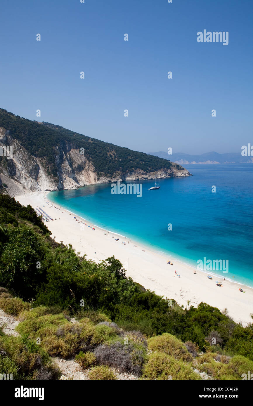 Myrtos Beach auf der griechischen Insel Kefalonia Stockfoto