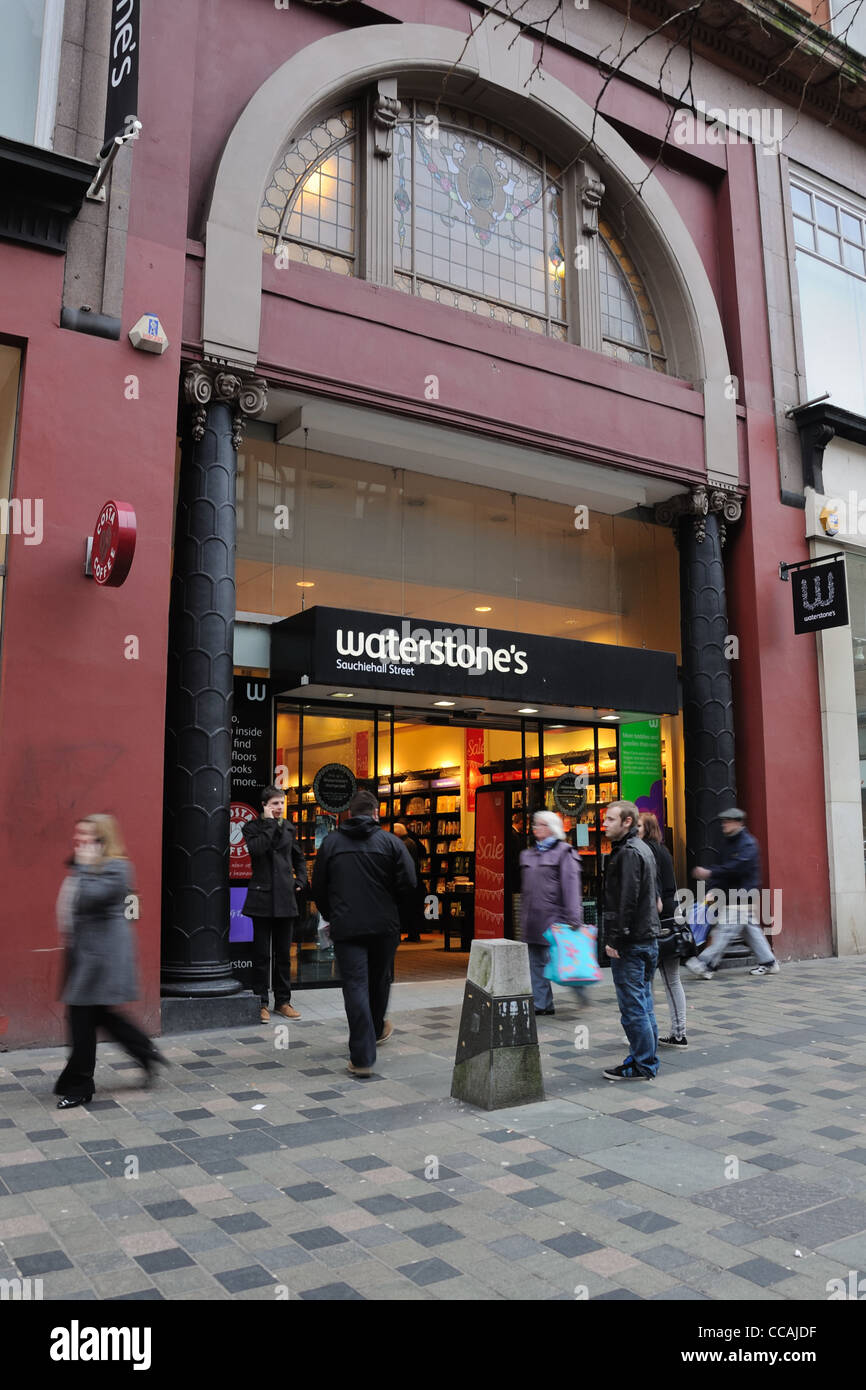 Waterstone es Buchhandlung Sauchiehall Street, City of Glasgow, Schottland Stockfoto