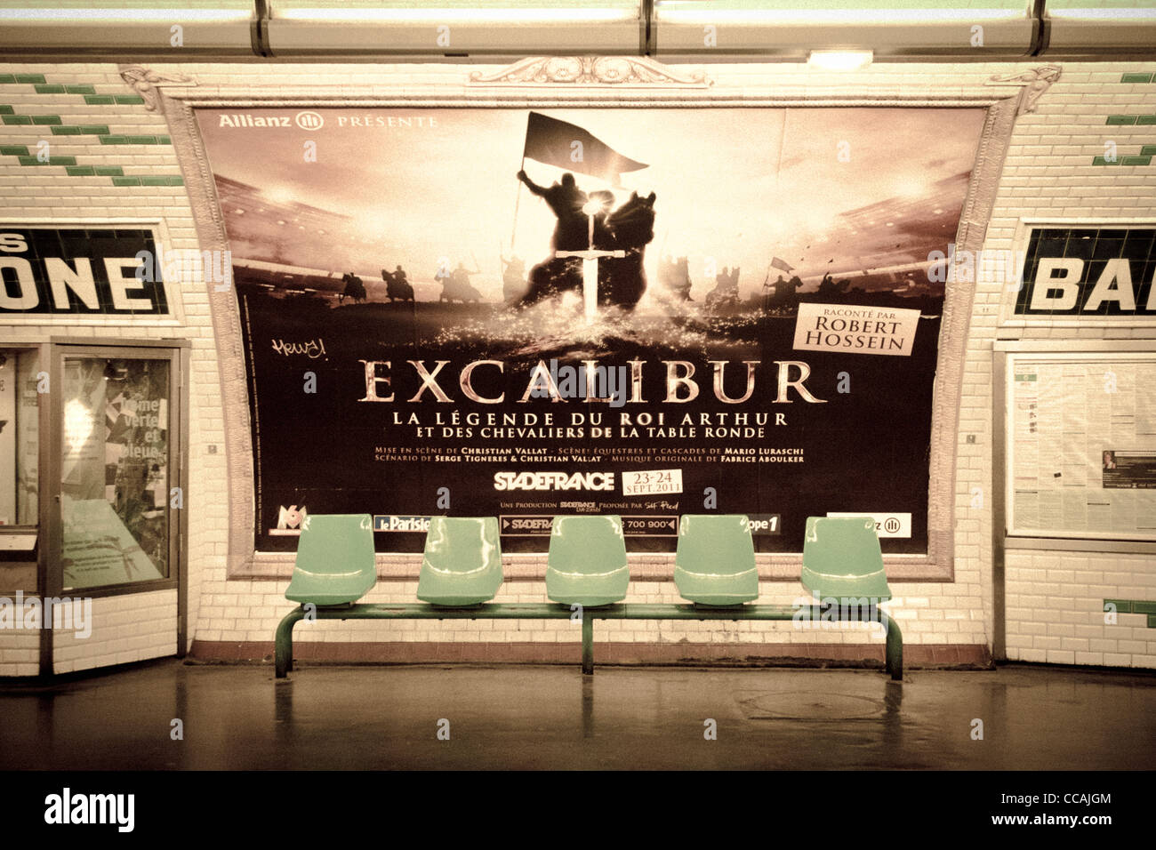 U-Bahnstation Werbung, Paris, Frankreich Stockfoto